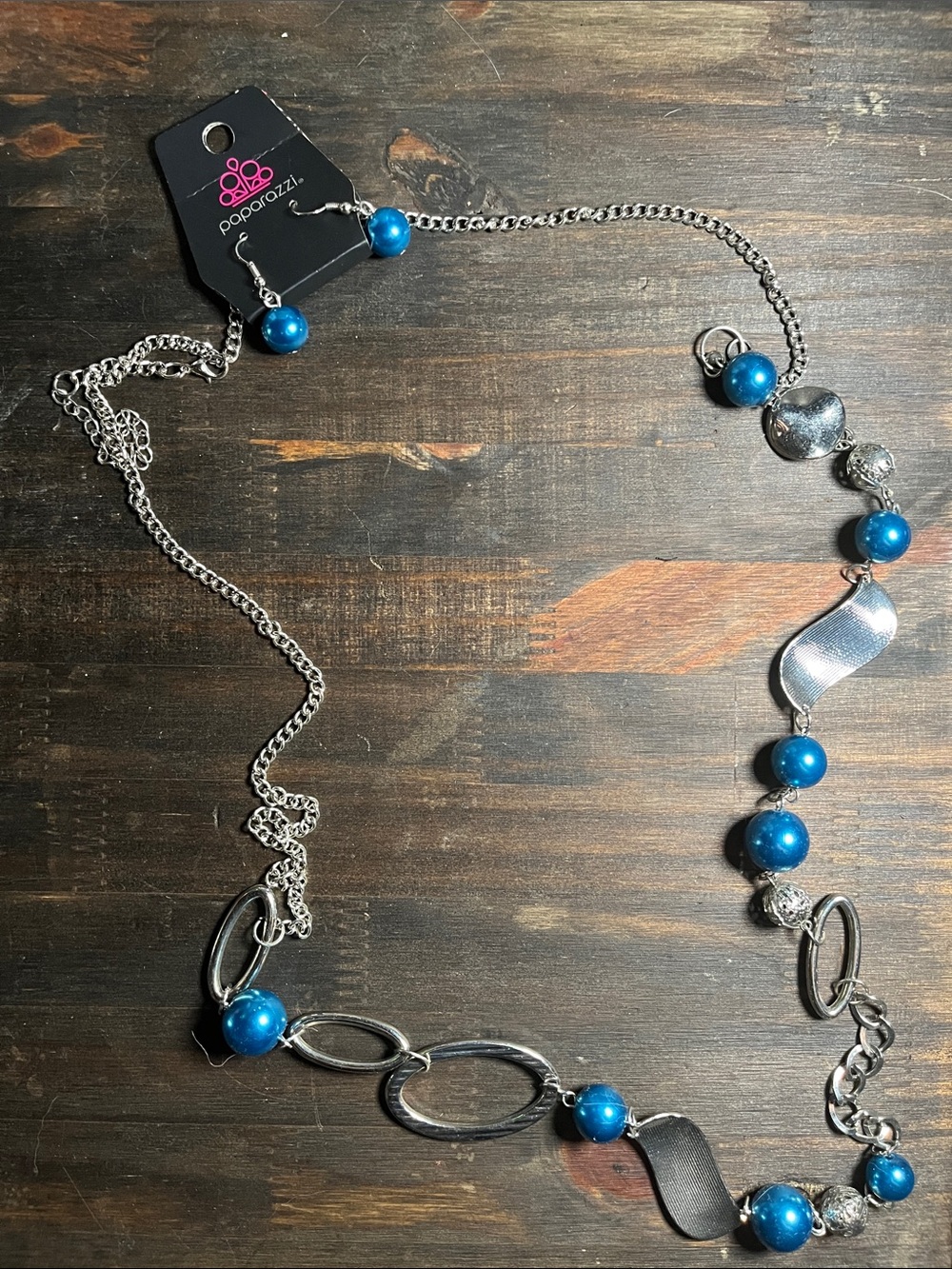 ⭐️3/$15⭐️ paparazzi Silver-Tone Necklace & Earring Set with Bright Blue Beads